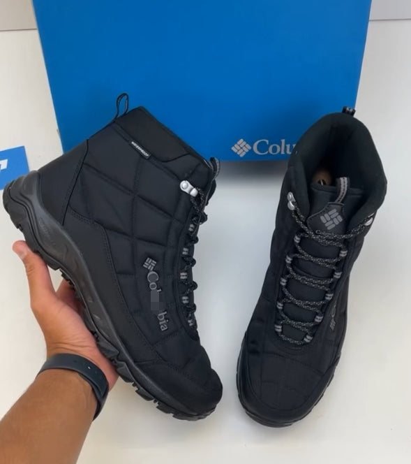 Men's black waterproof leisure snow boots