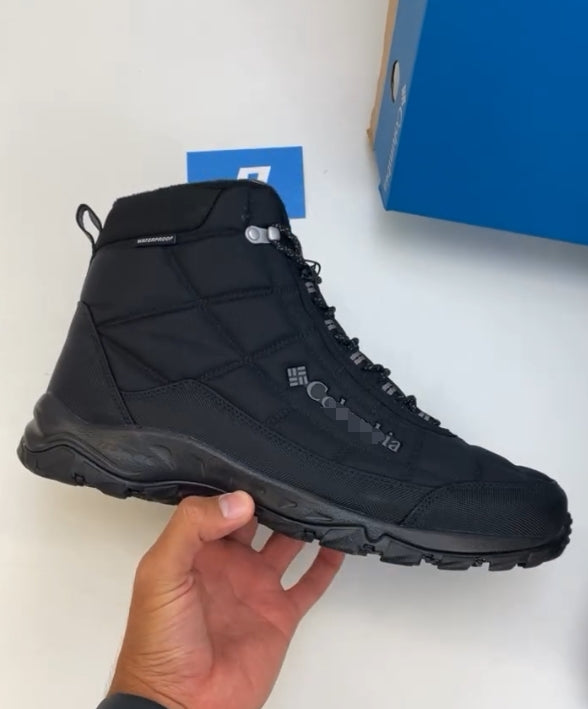 Men's black waterproof leisure snow boots