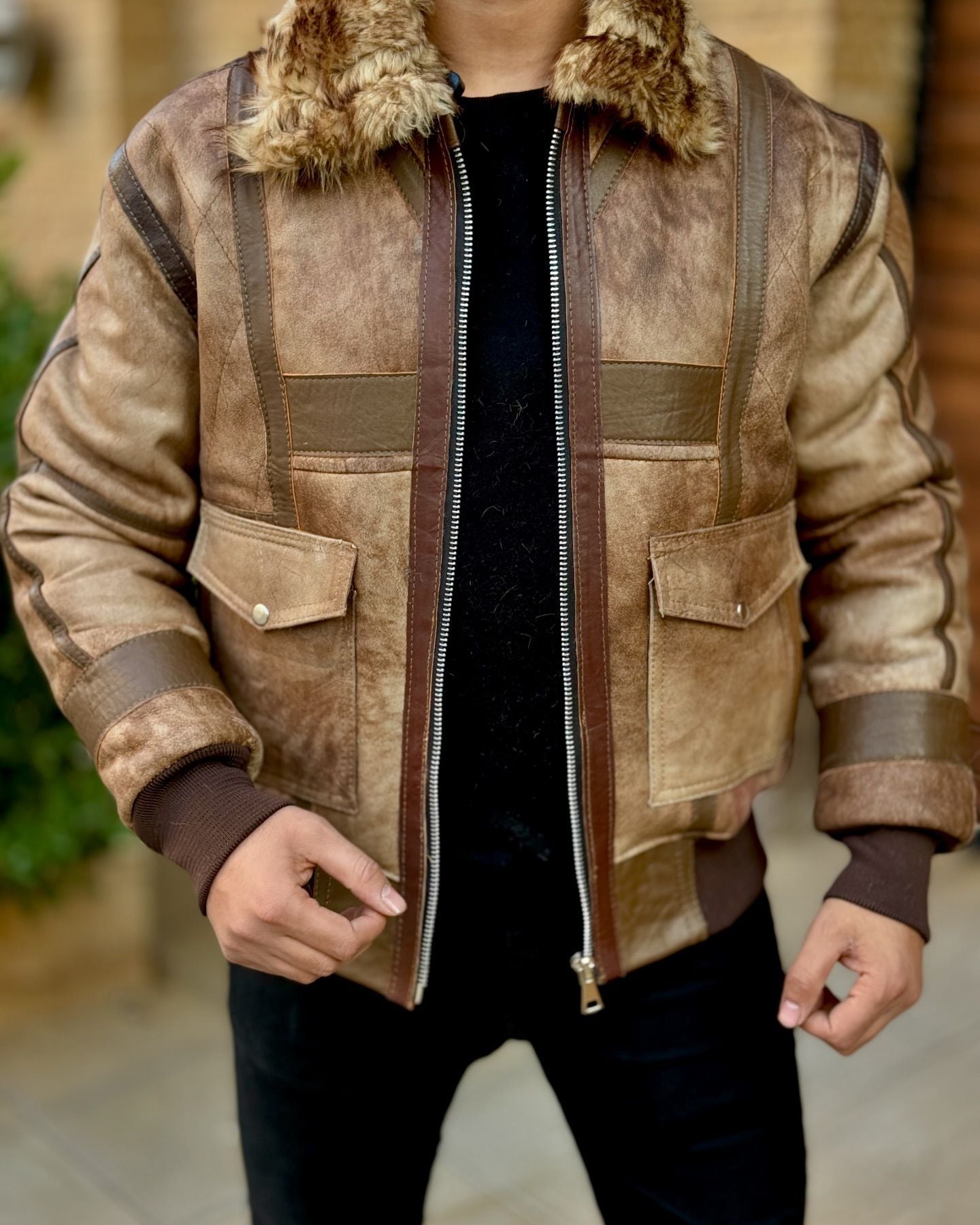 New winter faux fur jacket men