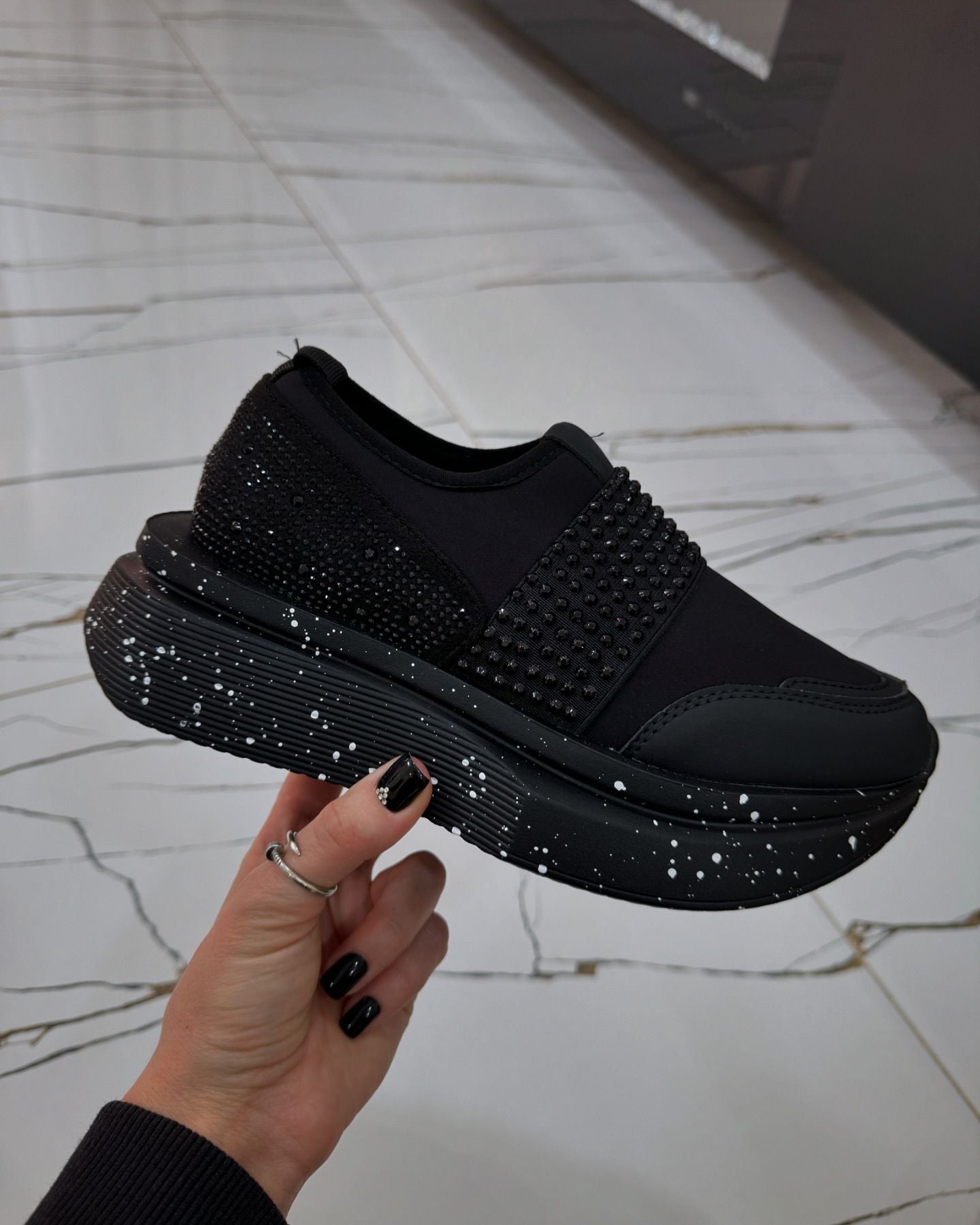 Rhinestone elastic breathable casual shoes