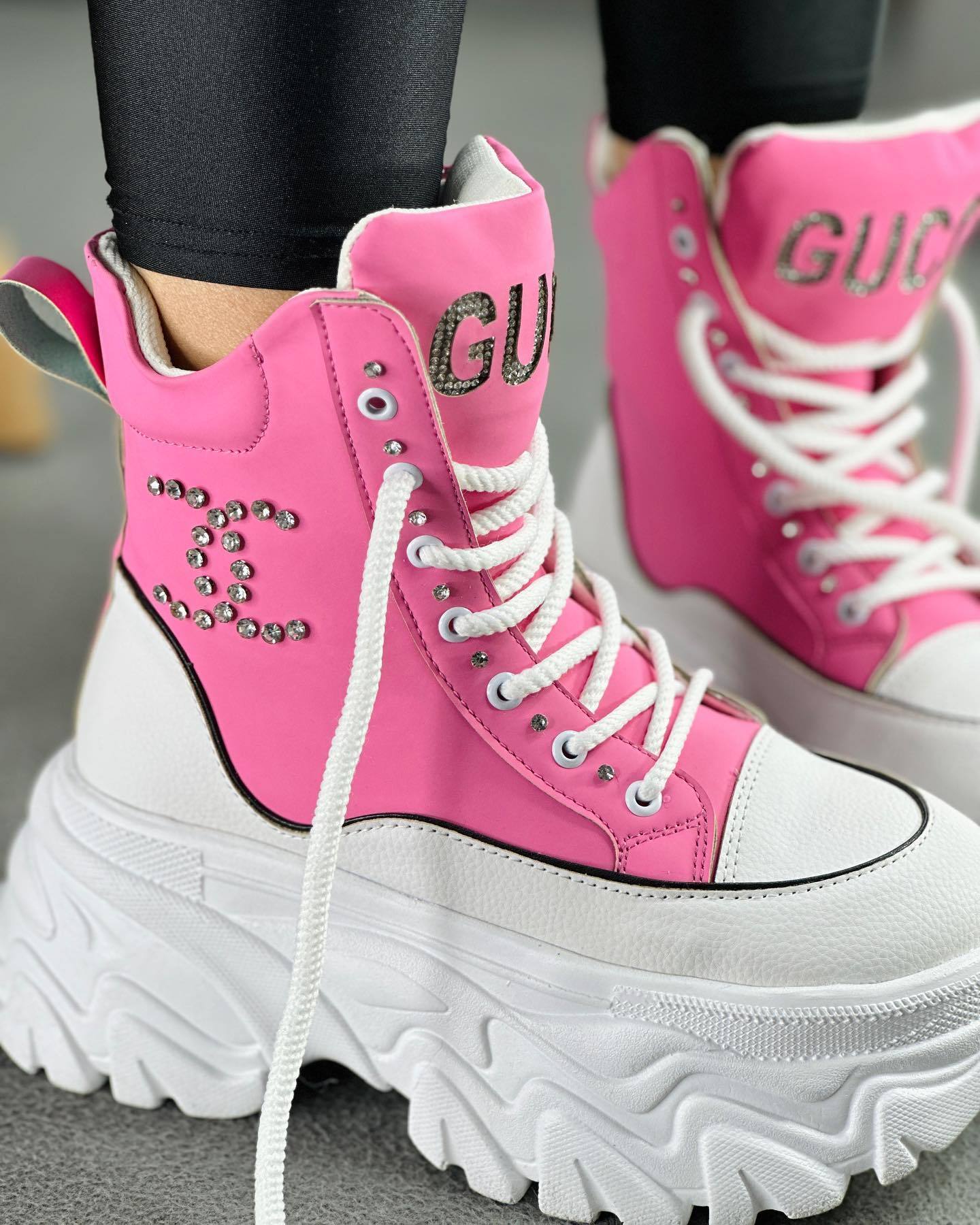 Women's pink platform canvas shoes