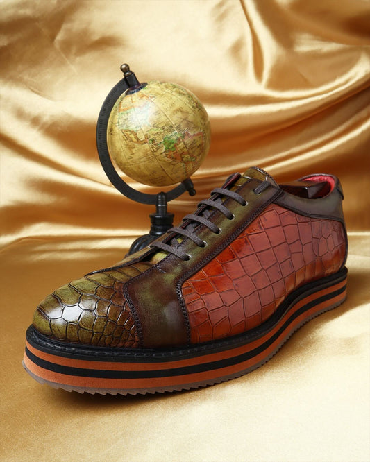 Hand-made crocodile leather casual shoes