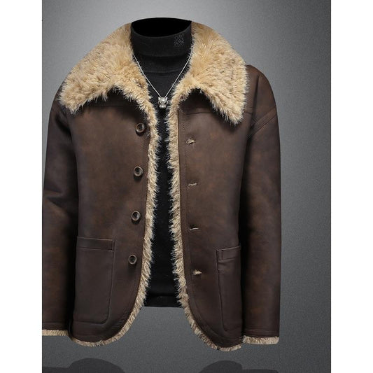 Winter men's coat warm lapel casual wear fur on both sides