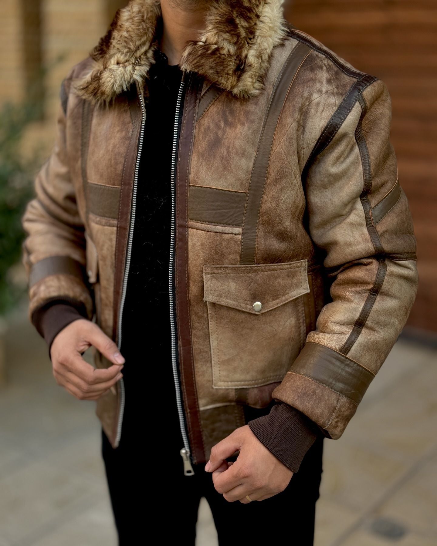 New winter faux fur jacket men