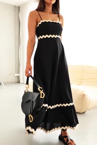 A LINE MIDI BLACK DRESS