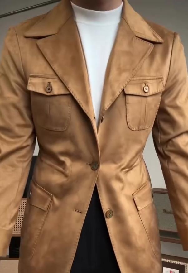 Classic brown high-grade leather clothing