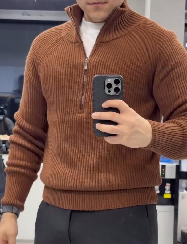 Men's new zipper knitted sweater