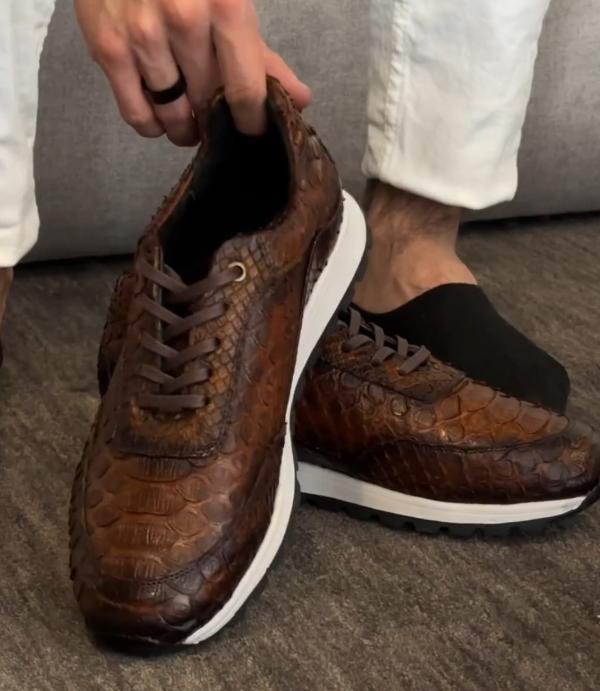 Brown crocodile sports casual shoes