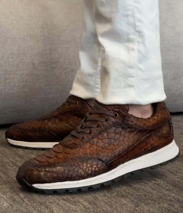 Brown crocodile sports casual shoes