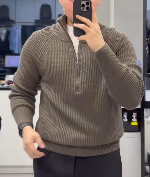 Men's new zipper knitted sweater