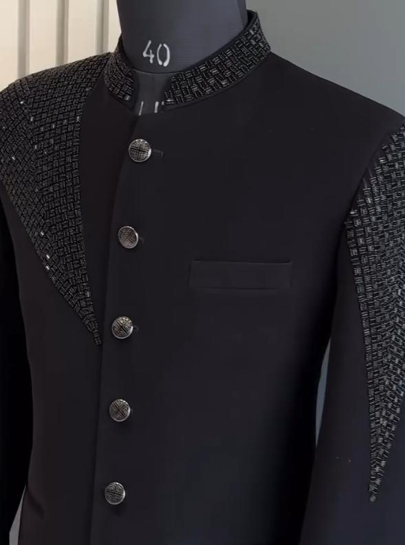 Men's hand-made diamond-encrusted formal coat