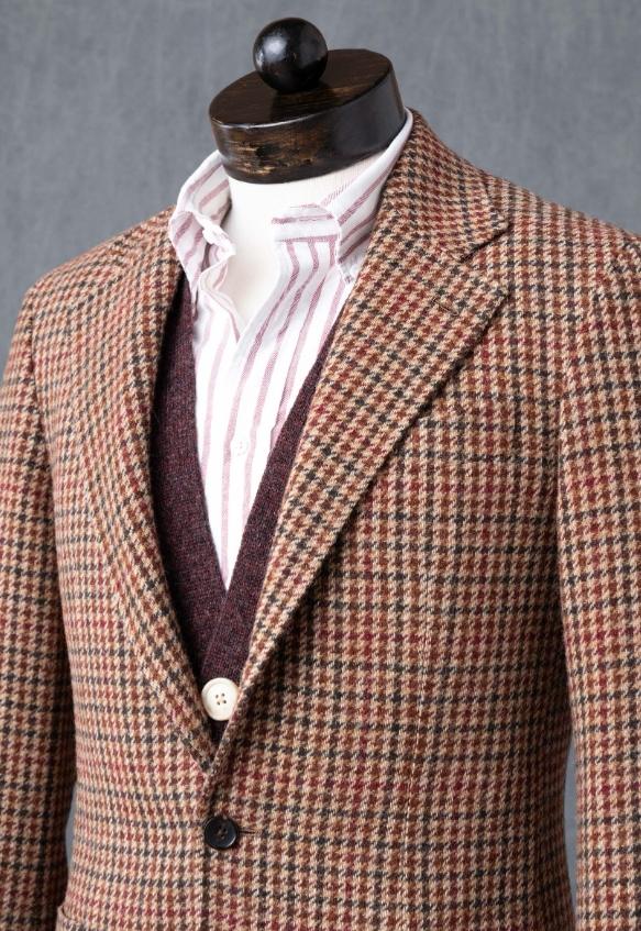 Men's red, brown and blue plaid coat