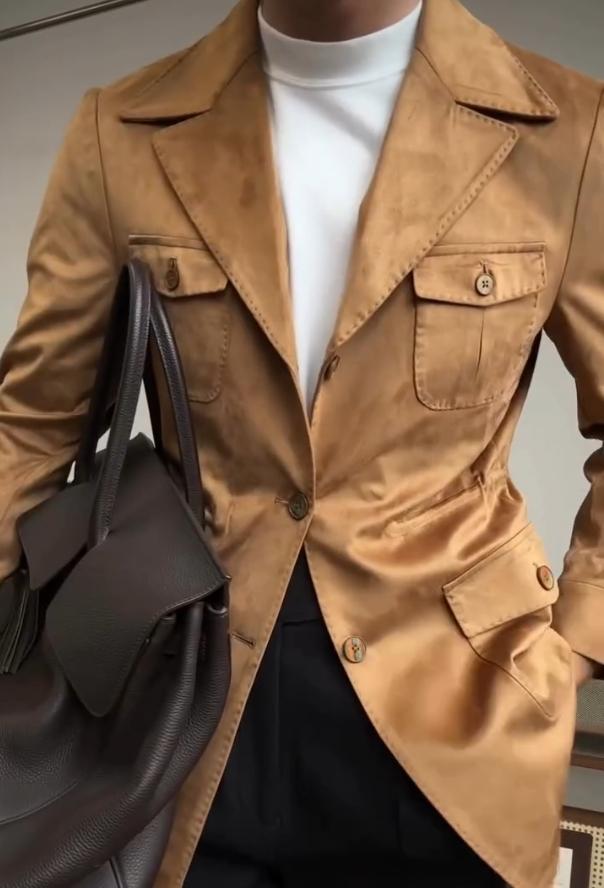 Classic brown high-grade leather clothing