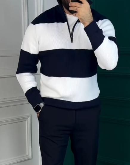 New men' s stitching sweaters in autumn and winter