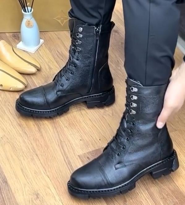 Men's fashion Joker plus velvet padded high boots