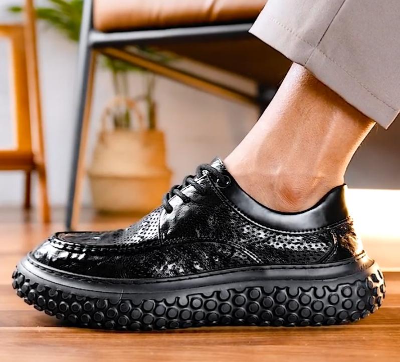 Black platform non-slip soft leather shoes