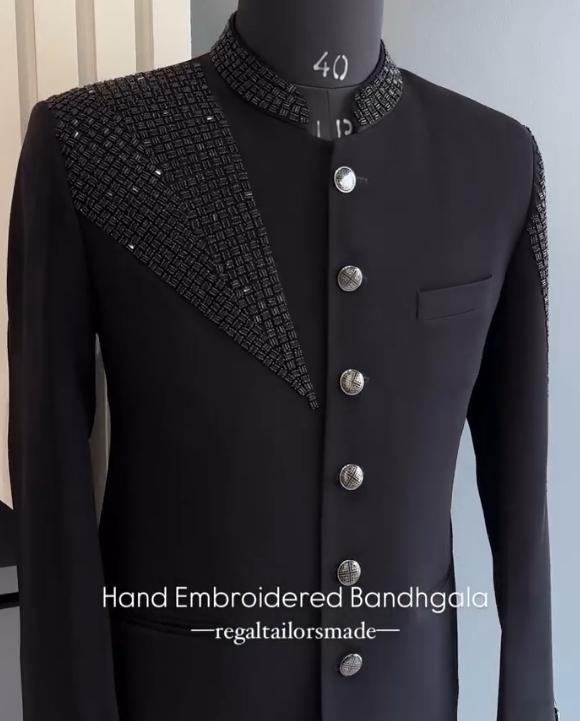 Men's hand-made diamond-encrusted formal coat