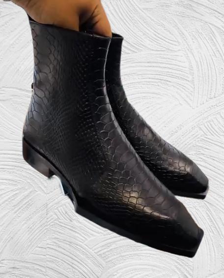 Men's special-shaped leather shoes with gradient design boots