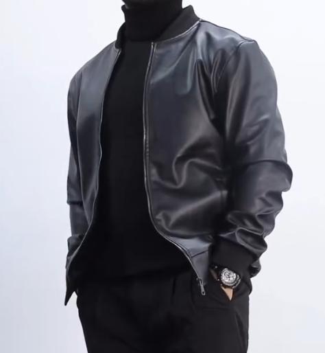 Men's velvet padded pure leather jacket coat