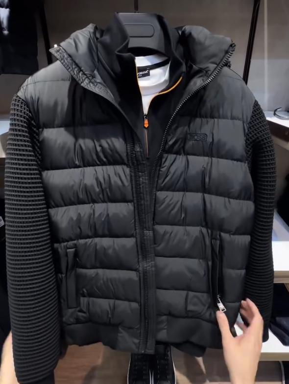 Waffle sleeve splicing letter cotton-padded jacket