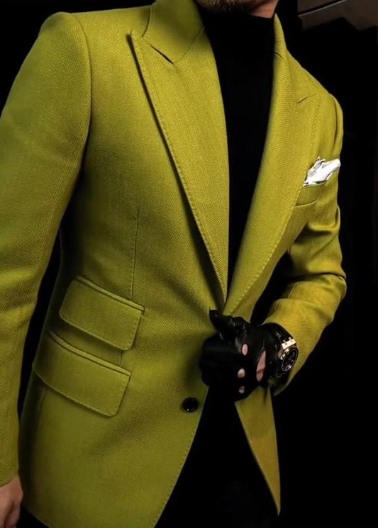 Men's green suit satin coat