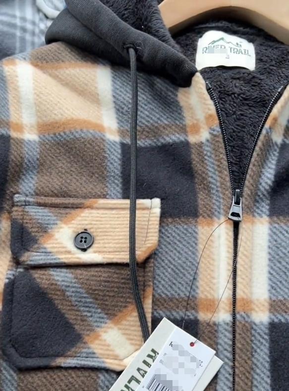 Men's padded plaid hoodie