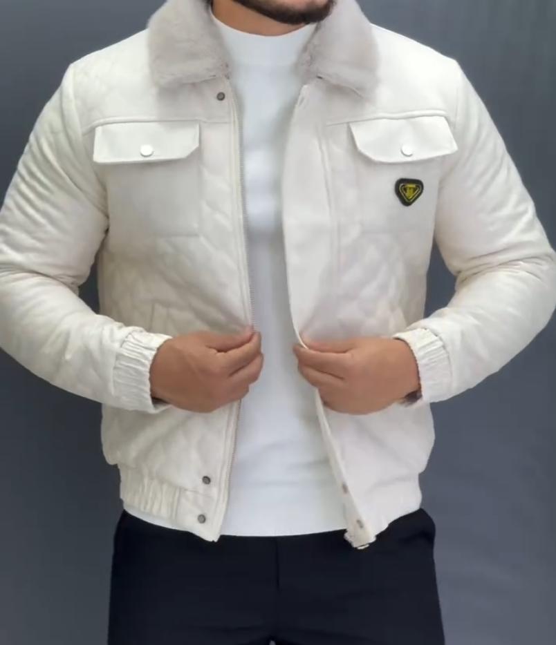 White padded jacket with cotton