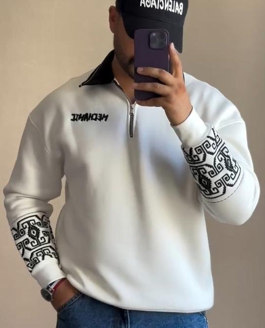 Men's totem zipper polo sweater