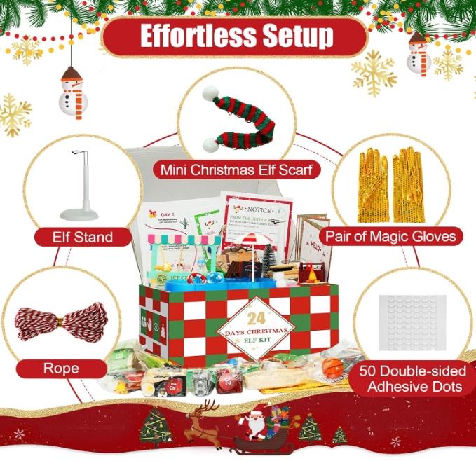 Elf Kit 2024 Christmas Activities 24 Day Antics Props Ideas Magical Set Decor Decoration elfs