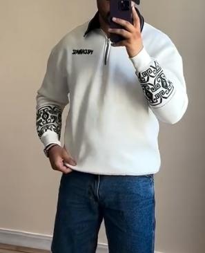 Men's totem zipper polo sweater