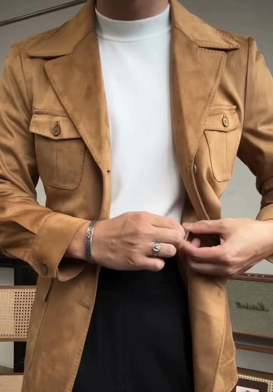 Classic brown high-grade leather clothing