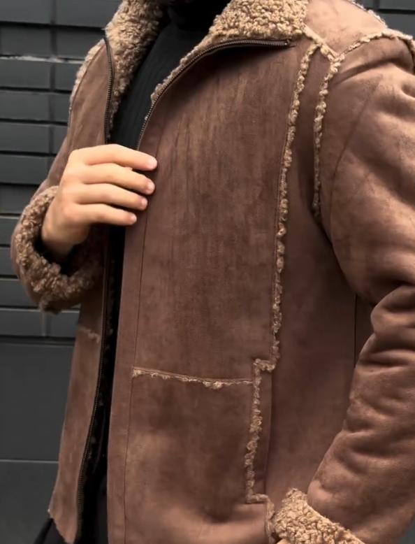 Men's lambswool natural leather jacket