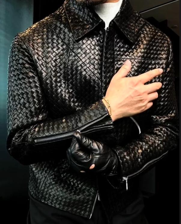 Men's X new zipper leather jacket