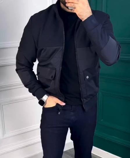 Fashion casual new high-grade men's stand-up collar jacket