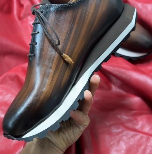 Men's hand-painted leather shoes