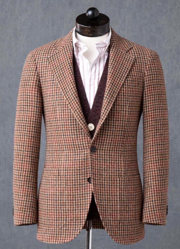 Men's red, brown and blue plaid coat