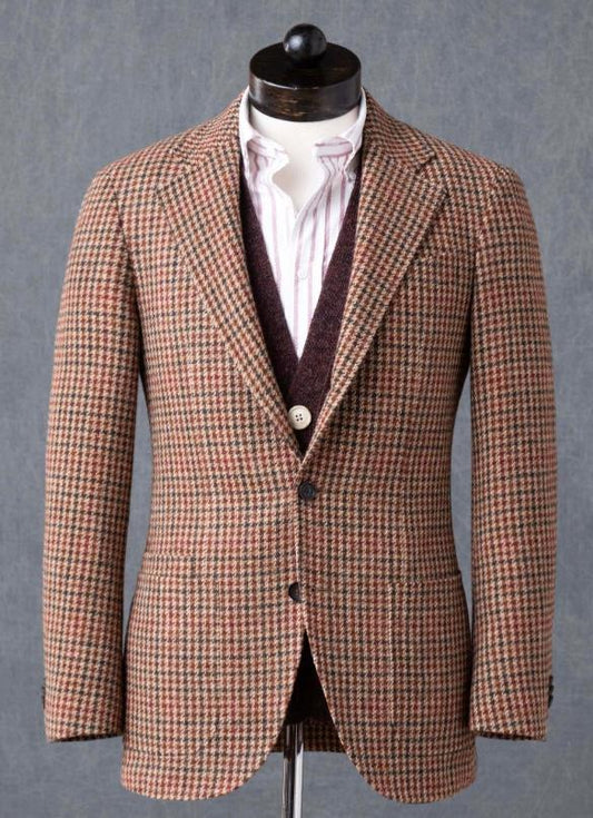 Men's red, brown and blue plaid coat