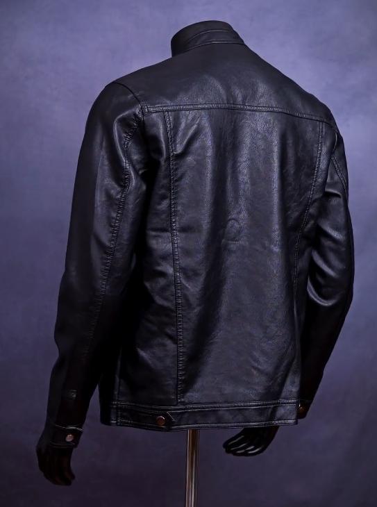 Upmarket luxury men's collar leather coat in autumn and winter is slim and handsome