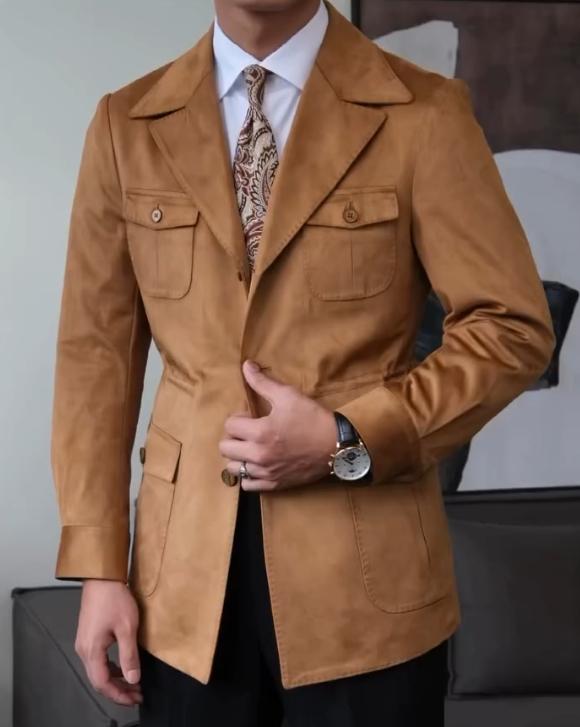 Classic brown high-grade leather clothing