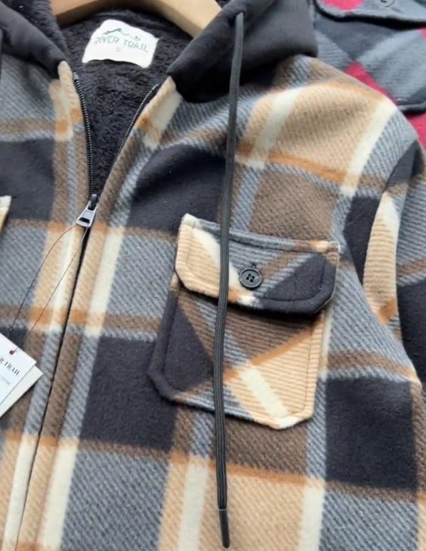 Men's padded plaid hoodie