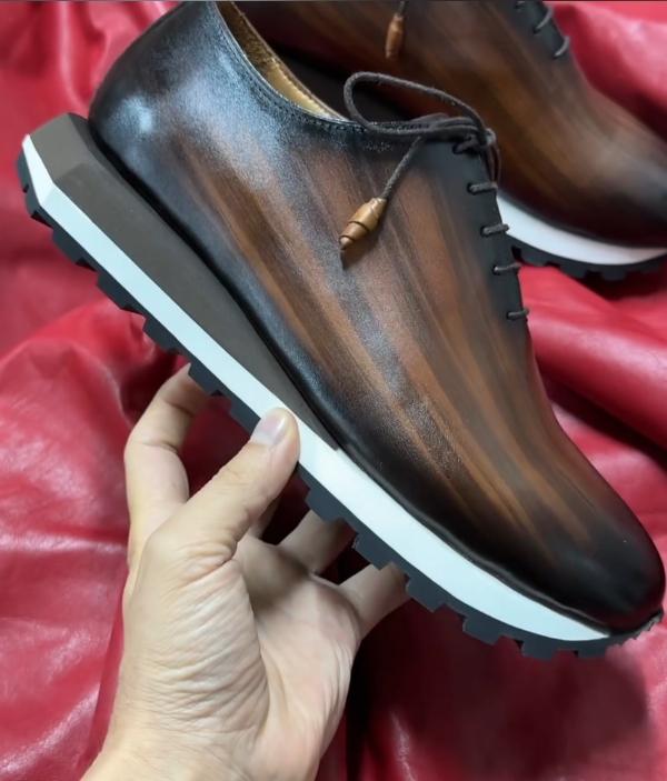 Men's hand-painted leather shoes