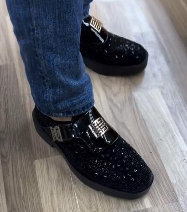 Men's sparkling diamond metal casual shoes