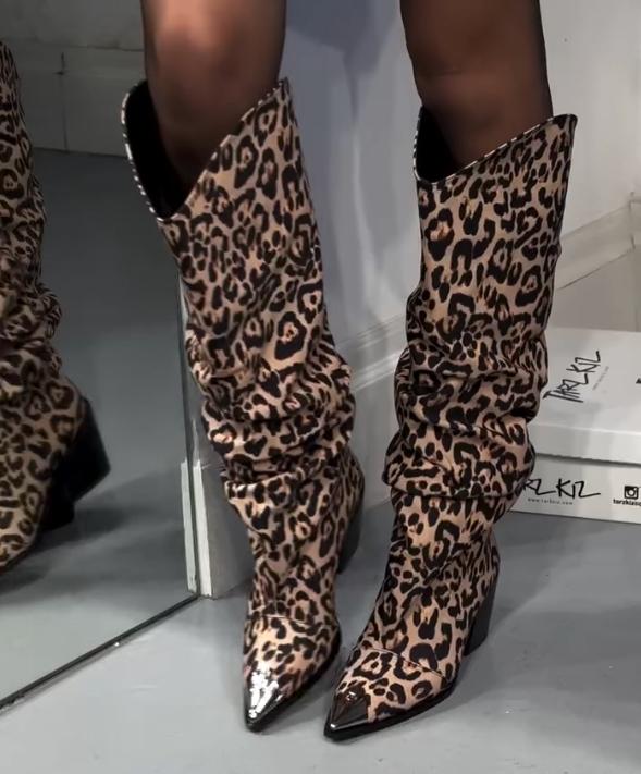 New Leopard Boots Women's Boots Long Knee Boots