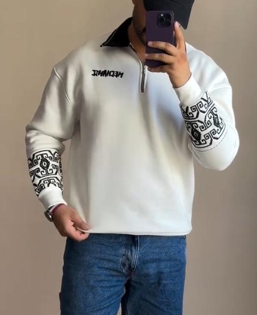 Men's totem zipper polo sweater