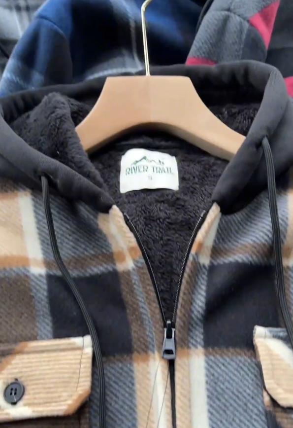 Men's padded plaid hoodie