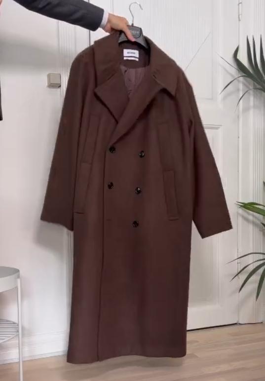 Men's double-sided wool coat in autumn and winter Men's long over-the-knee double-breasted coat