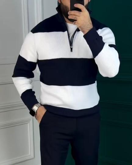 New men' s stitching sweaters in autumn and winter