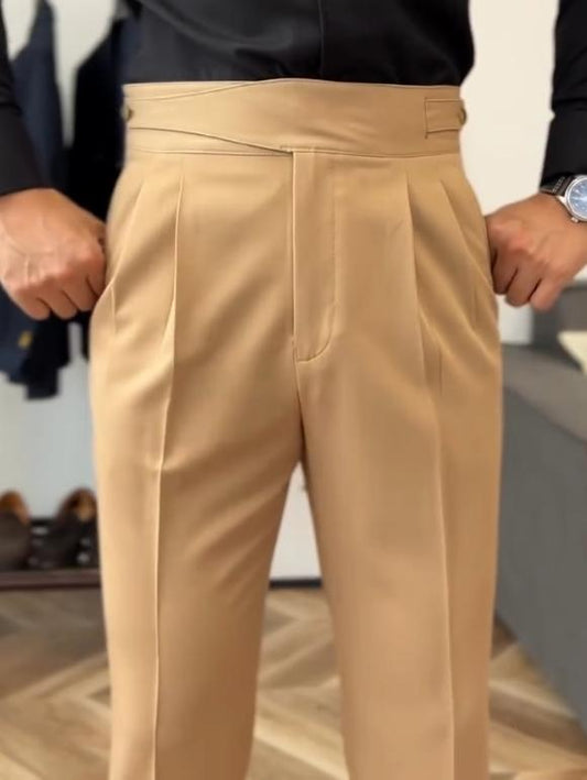 Men's khaki Italian suit casual pants