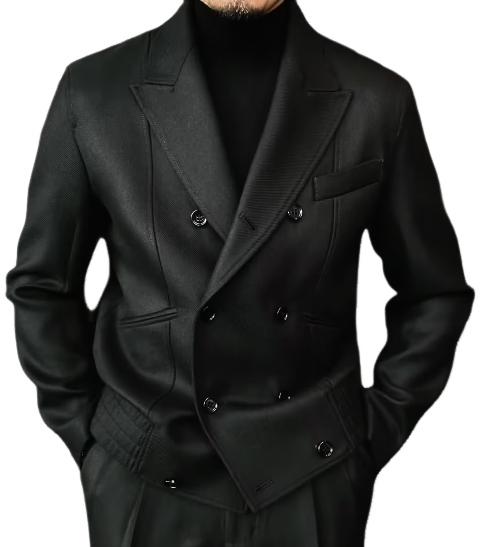 Black suit jacket men's high-grade double-breasted