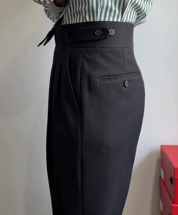 Black classic fashion master handmade Italian pants